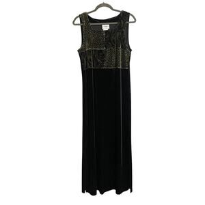 Studio Ease Dress Velvet Stretch Maxi Dress USA Made Womens Sz 6‎ EUC